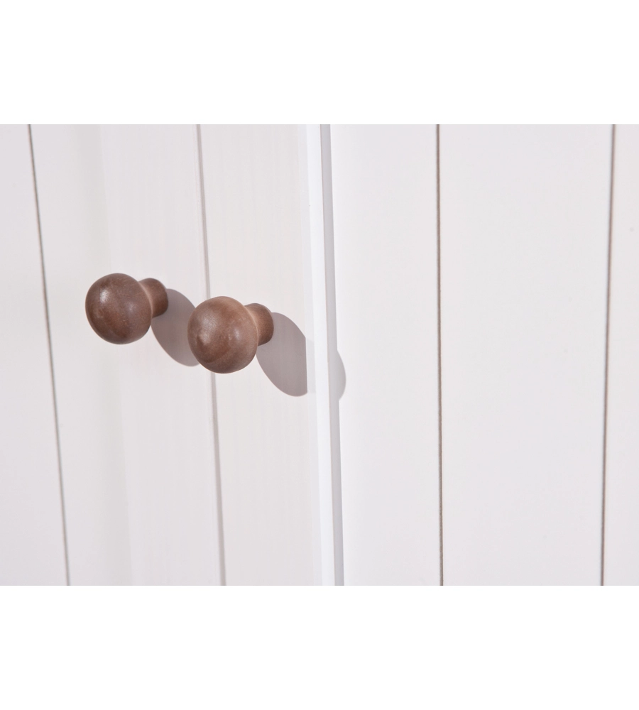 CREDENZA 3+2 ANTE + 3 CASSETTI PINO MASSELLO BIANCO E TOP MARRONE.