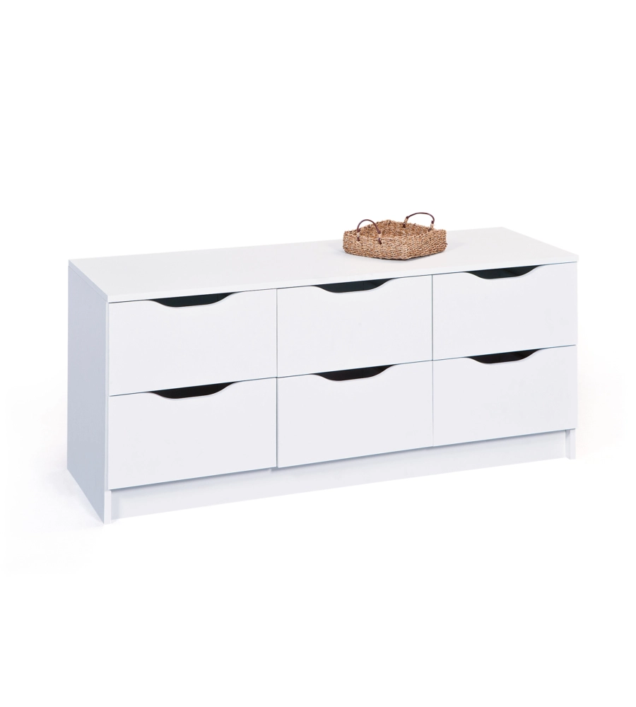 CASSETTIERA BIANCA 6 CASSETTI, 120X40X51 CM