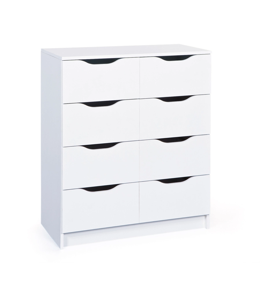 CASSETTIERA BIANCA CON 8 CASSETTI, 80x40x91 CM