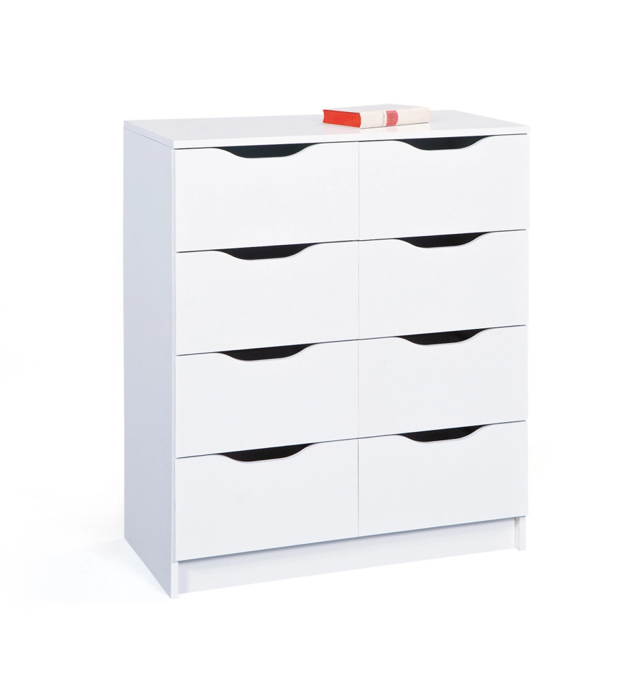 CASSETTIERA BIANCA CON 8 CASSETTI, 80x40x91 CM