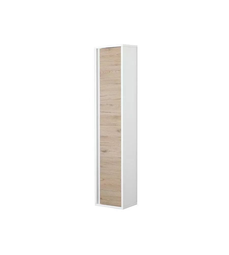 COLONNA PENSILE SOSPESA"FABULA" BIANCO E ROVERE, 30X24X150 CM
