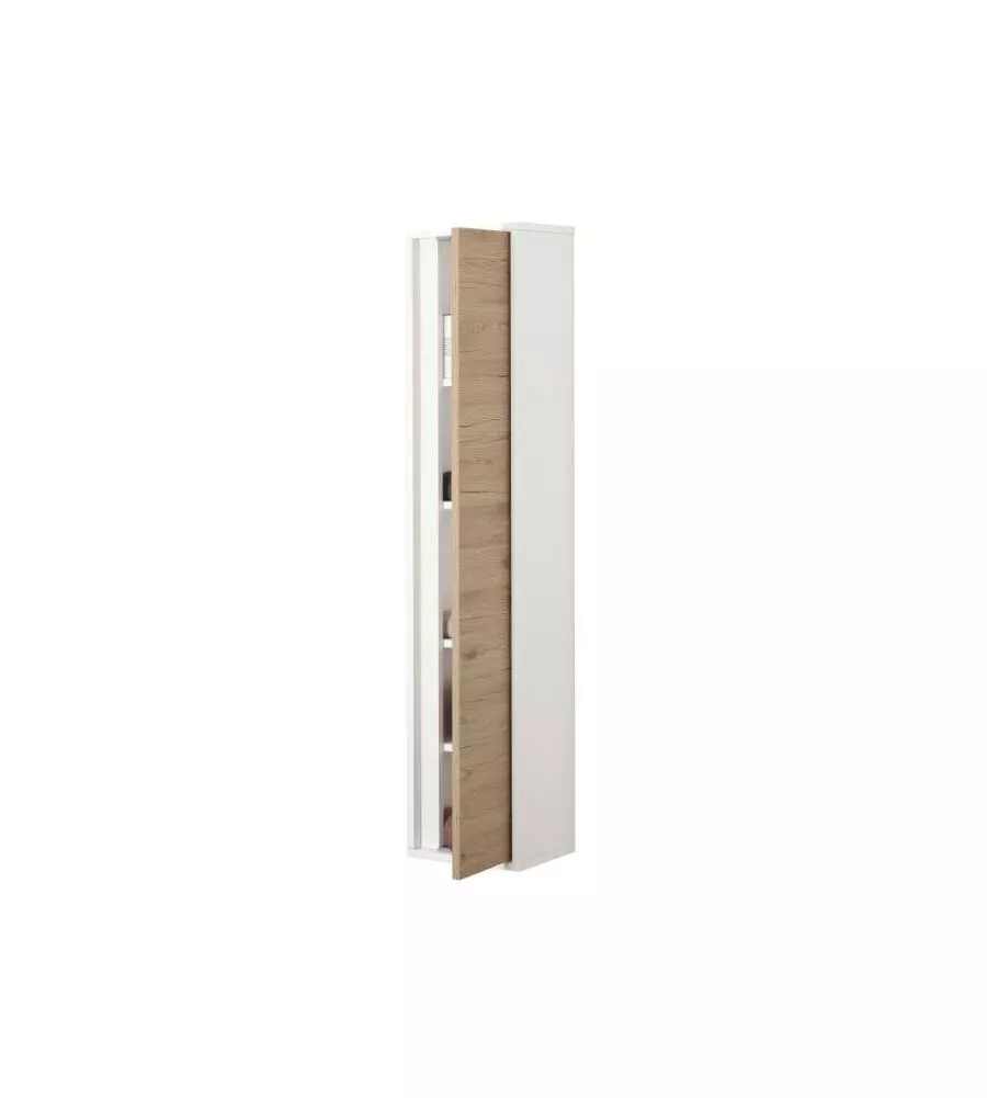 COLONNA PENSILE SOSPESA"FABULA" BIANCO E ROVERE, 30X24X150 CM