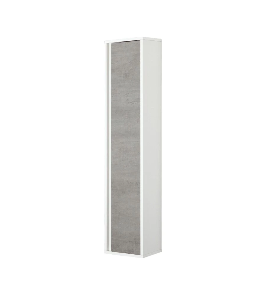 COLONNA PENSILE SOSPESA"FABULA" BIANCO E CEMENTO, 30X24X150 CM