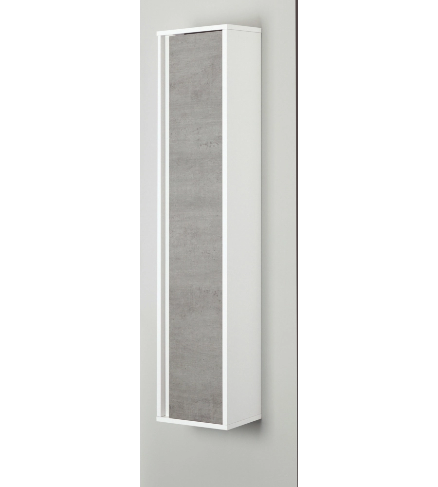 COLONNA PENSILE SOSPESA"FABULA" BIANCO E CEMENTO, 30X24X150 CM