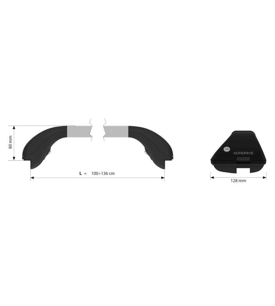 COPPIA BARRE PORTATUTTO SNAP ALU TELESCOPICHE IN ALLUMINIO - L - 100÷136 CM  N15017