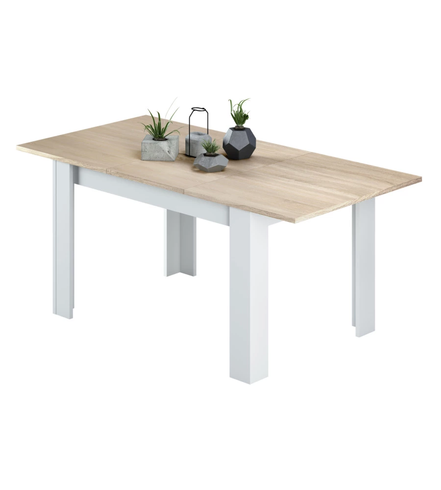 TAVOLO ALLUNGABILE ROVERE BIANCO, 140/190x90CM