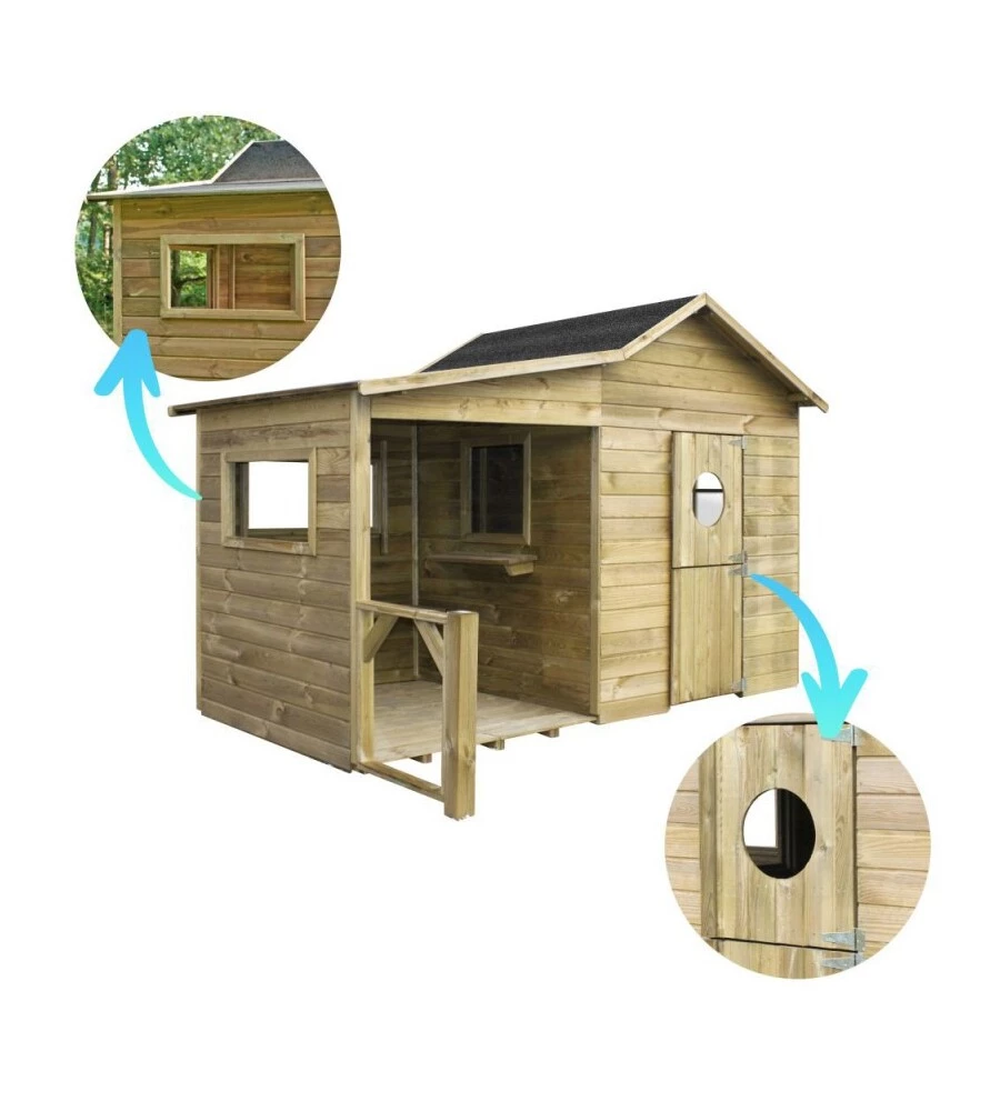 CASETTA DA GIARDINO PER BAMBINI IN LEGNO DOMUS "ELA" 240X125X173 CM