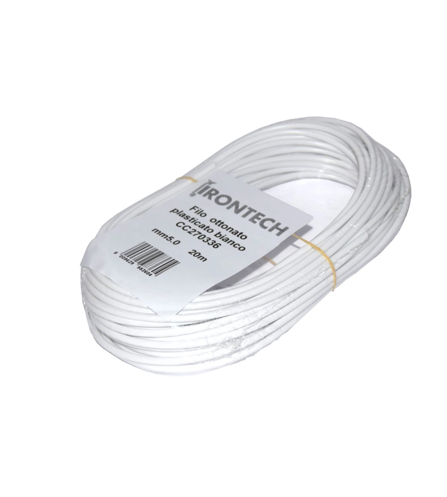 CAVO STENDIBIANCHERIA IN OTTONE PLASTIFICATO BIANCO Ø 5 X 20 MT.