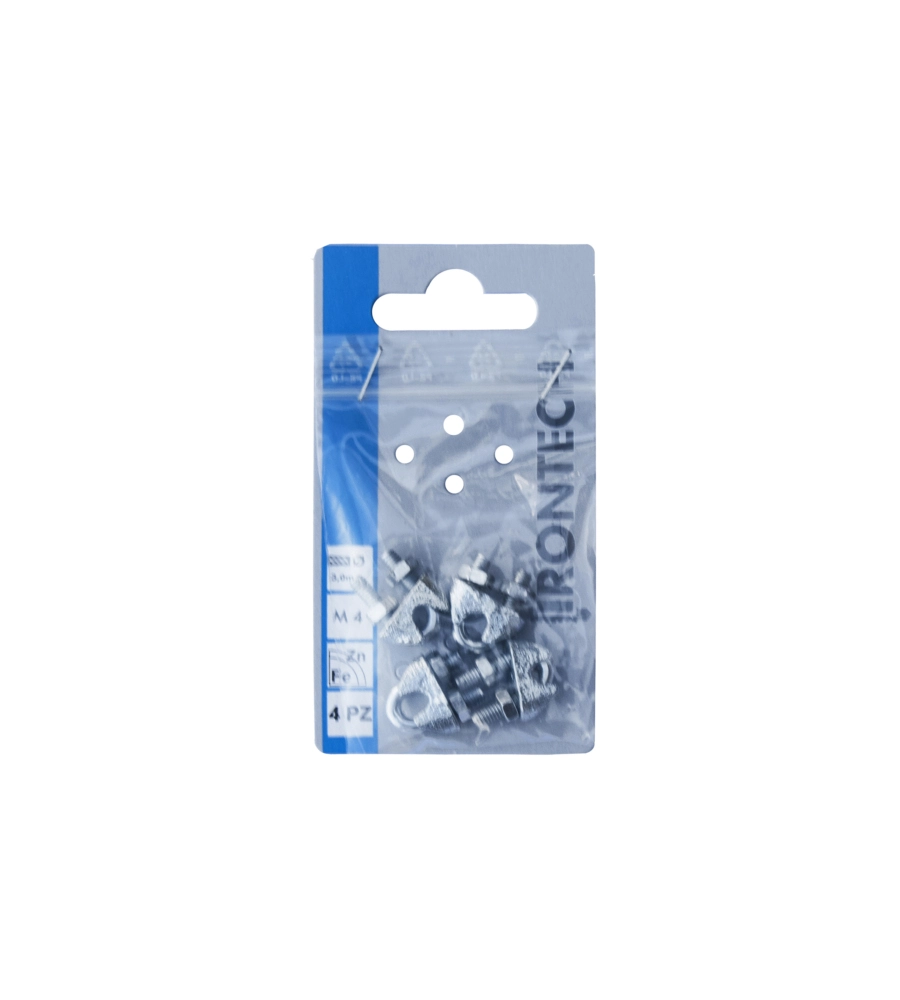 MORSETTO PER FUNI Ø 3 MM. IN ACCIAIO ZINCATO 4 PZ.