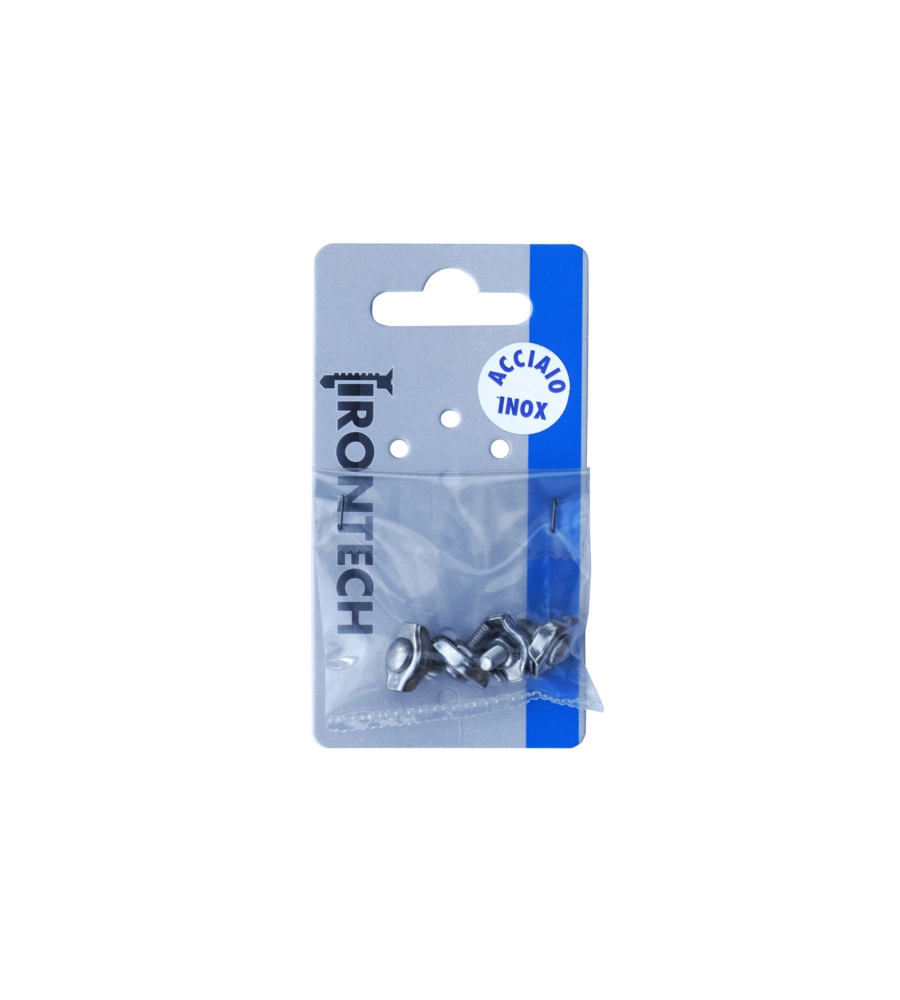 MORSETTO SIMPLEX PER FUNI Ø 2 MM. IN ACCIAIO INOX A4 - AISI 316 - 4 PZ.