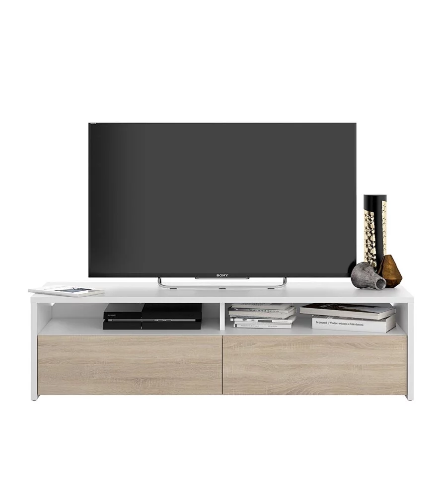 MOBILE SOGGIORNO PORTA TV "KIOTO" BIANCO E ROVERE