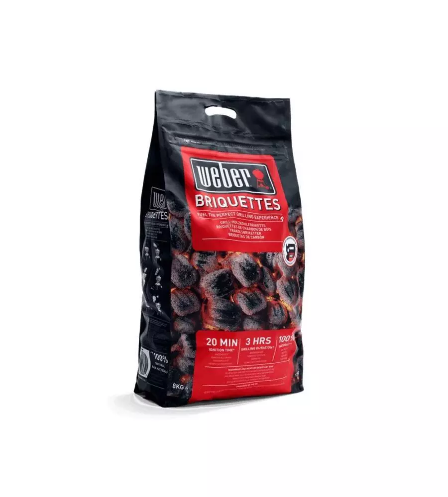BRICCHETTI DI CARBONE WEBER PER BARBECUE 8 KG