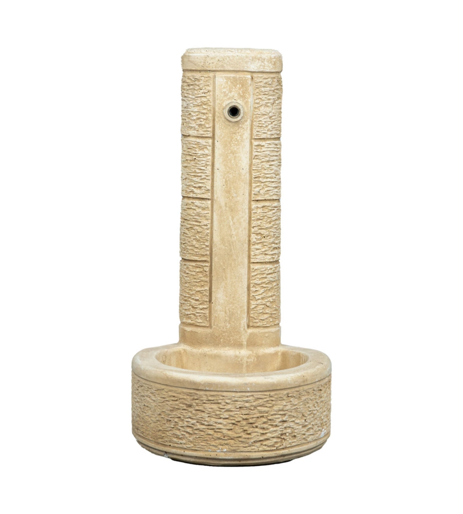 FONTANA DA GIARDINO VEDOVELLA "LA SPEZIA"  ANTICATO NOCCIOLA, 40X40X77 CM - KAM