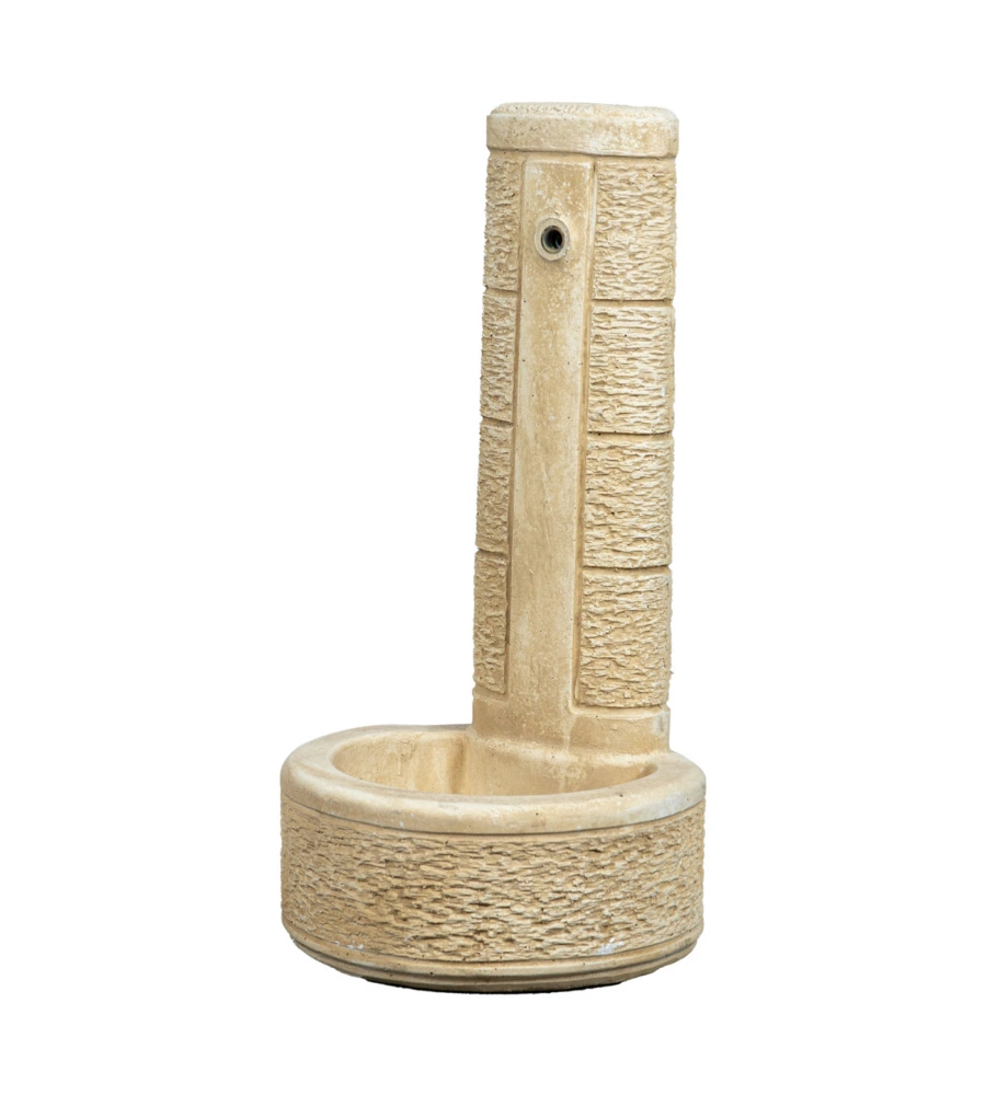 FONTANA DA GIARDINO VEDOVELLA "LA SPEZIA"  ANTICATO NOCCIOLA, 40X40X77 CM - KAM