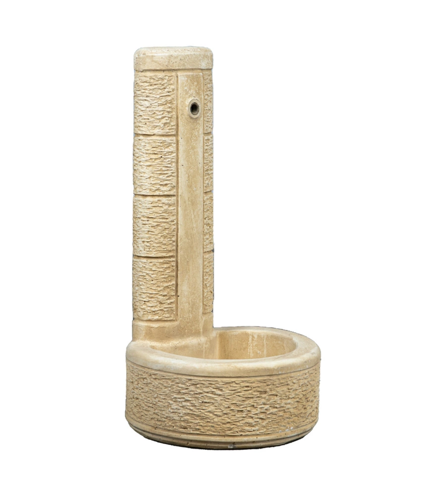 FONTANA DA GIARDINO VEDOVELLA "LA SPEZIA"  ANTICATO NOCCIOLA, 40X40X77 CM - KAM