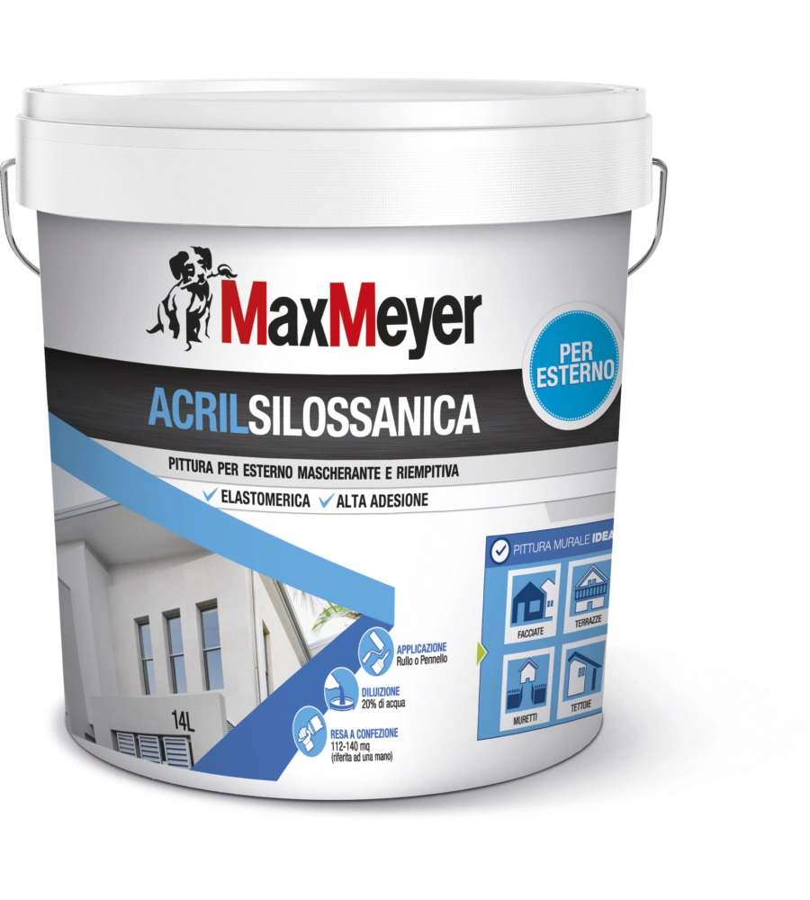 PITTURA ACRILSILOSSANICA PER ESTERNO BIANCO 14 LITRI - MAX MEYER