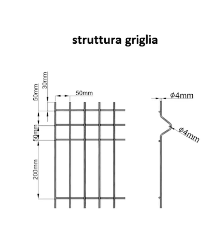 PANNELLO RETE ELETTROSALDATO PER RECINZIONI GRIGIO 200X100 CM