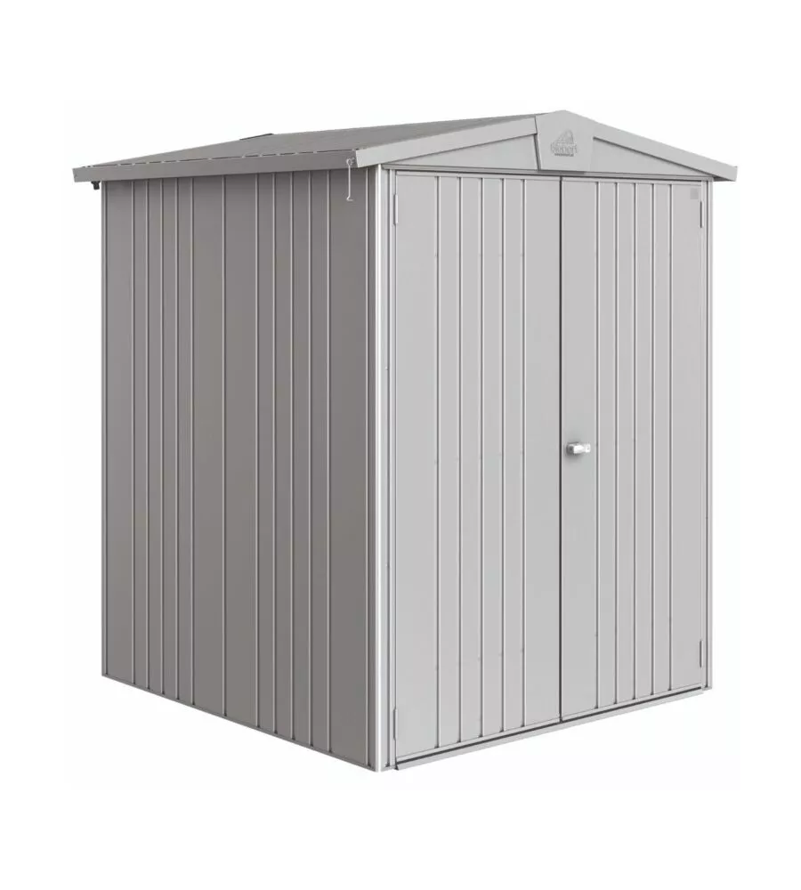 CASETTA DA GIARDINO BIOHORT "EUROPA  2" IN ACCIAIO ZINCATO COLORE ARGENTO METALLIZZATO 172X156X196 CM