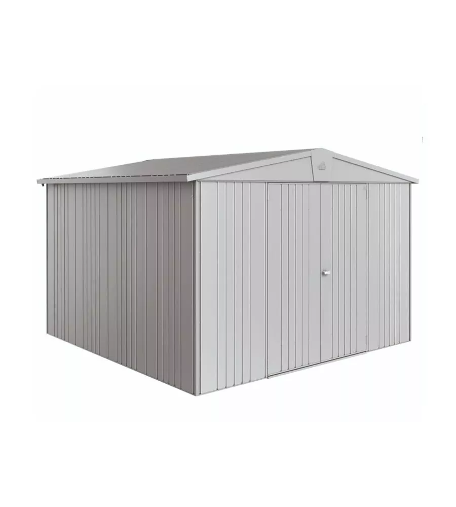 CASETTA DA GIARDINO BIOHORT "EUROPA  7" IN ACCIAIO ZINCATO COLORE ARGENTO METALLIZZATO 316X300X209 CM