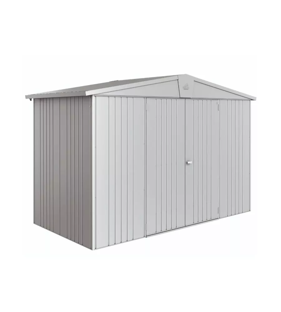 CASETTA DA GIARDINO BIOHORT "EUROPA  4A" IN ACCIAIO ZINCATO COLORE ARGENTO METALLIZZATO 316X156X209 CM