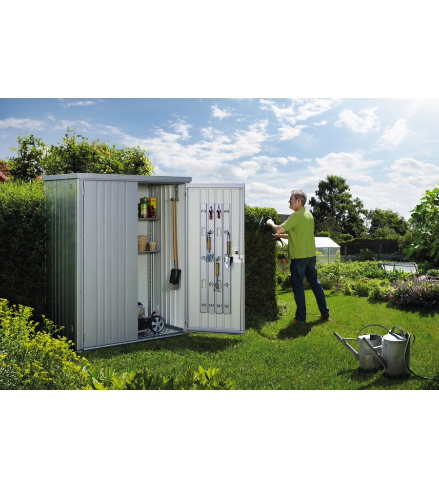 ARMADIO PER ATTREZZI BIOHORT "MISURA 150" ARGENTO METALLIZZATO 155X83X182,5 CM - 34010