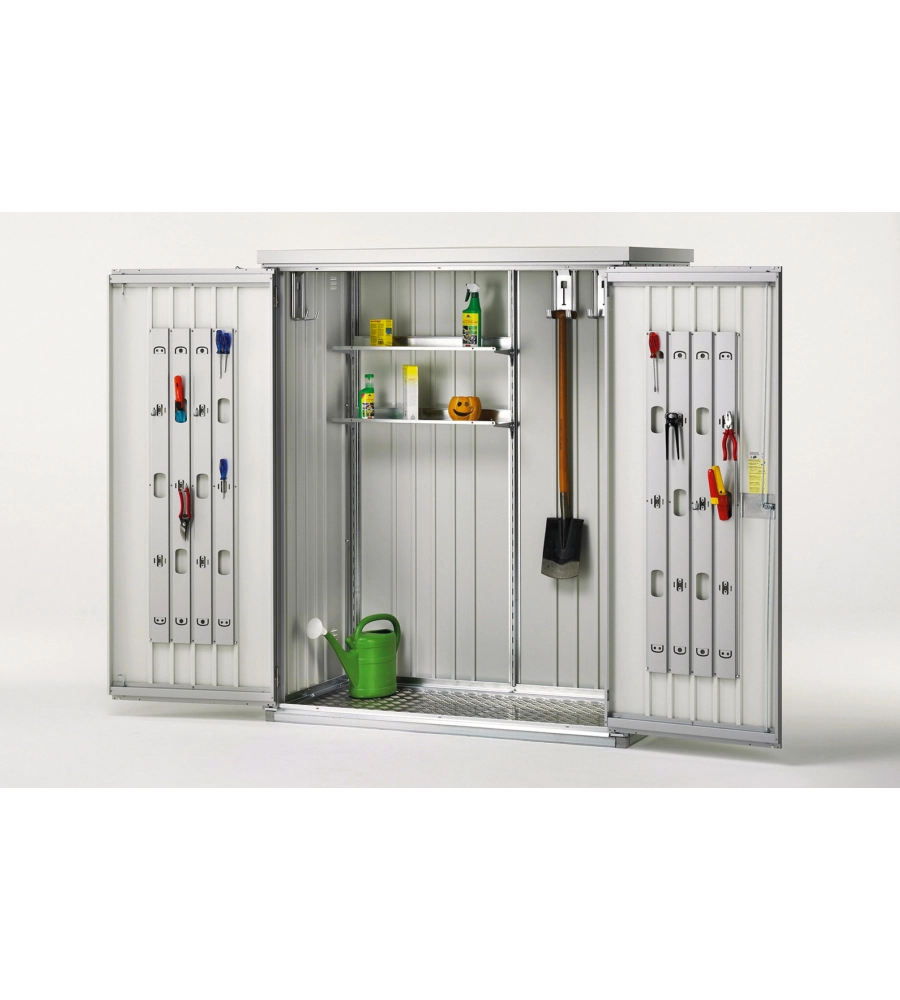 ARMADIO PER ATTREZZI BIOHORT "MISURA 150" ARGENTO METALLIZZATO 155X83X182,5 CM - 34010