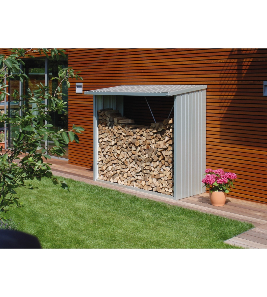 LEGNAIA BIOHORT "WOODSTOCK 230" IN ACCIAIO ZINCATO ARGENTO METALLIZZATO, 229X102X199 CM - 35020