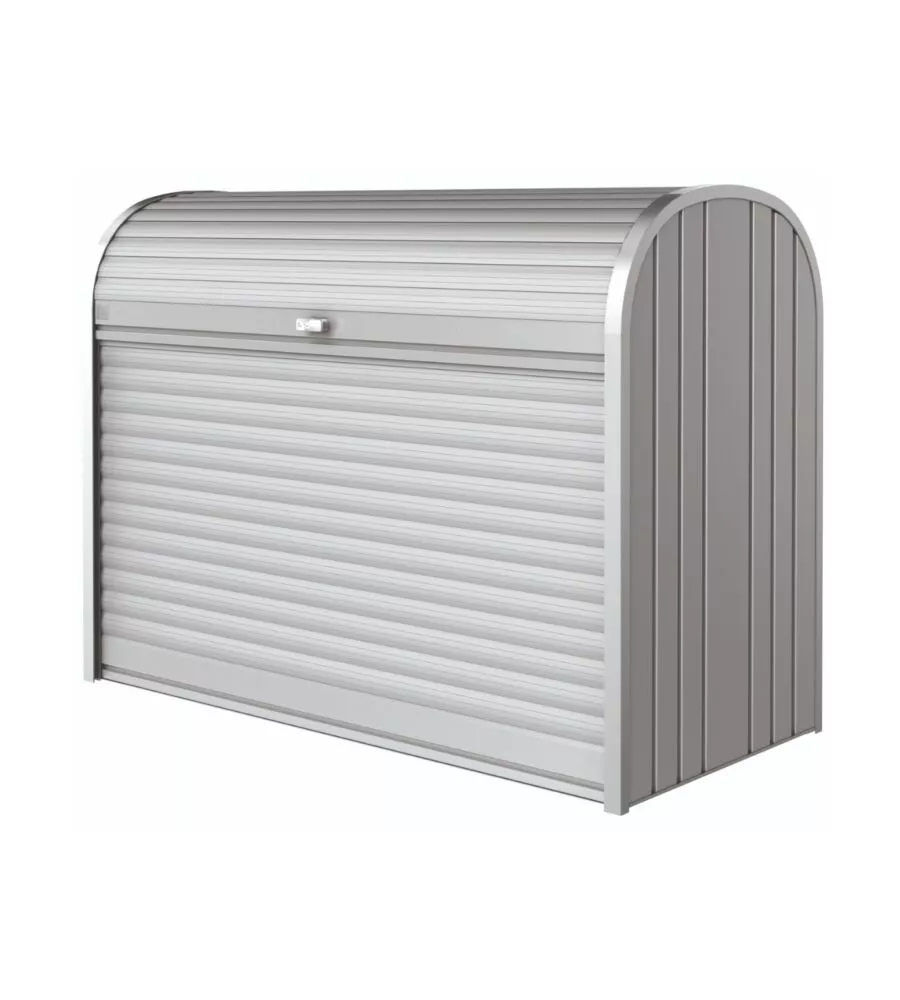 BAULE DA ESTERNO A SERRANDE IMPERMEABILE BIOHORT "STOREMAX 160" IN ACCIAIO ZINCATO ARGENTO METALLIZZATO 1200 LT 163X78X120 CM - COD. 72010