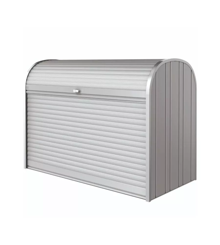 BAULE DA ESTERNO A SERRANDE IMPERMEABILE BIOHORT "STOREMAX 190" IN ACCIAIO ZINCATO ARGENTO METALLIZZATO 2080 LT 190X97X136 CM - COD. 72020