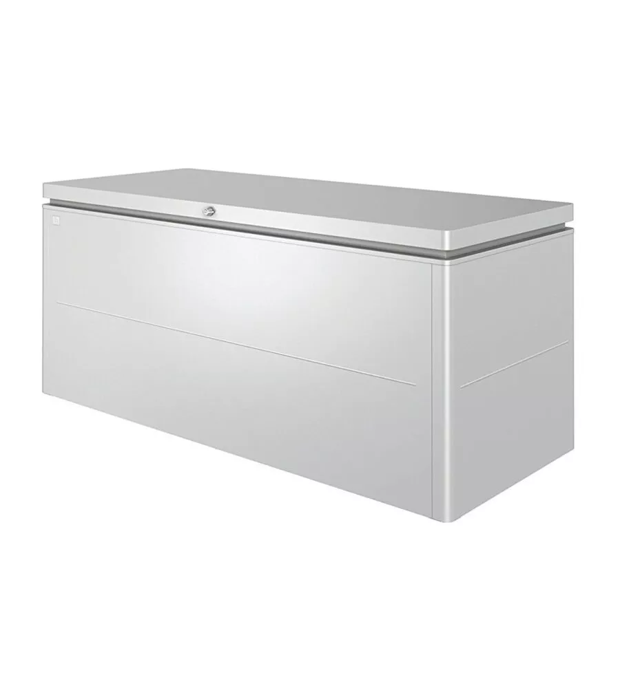 BAULE DA ESTERNO IMPERMEABILE BIOHORT "LOUNGEBOX 200" IN ACCIAIO ZINCATO ARGENTO METALLIZZATO 1400 LT 199X80X81 CM - COD. 64075