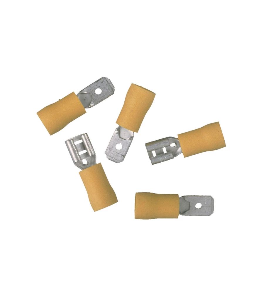 TERMINALI ISOLATI MASCHIO+FEMMINA - GIALLI - 10 PZ.