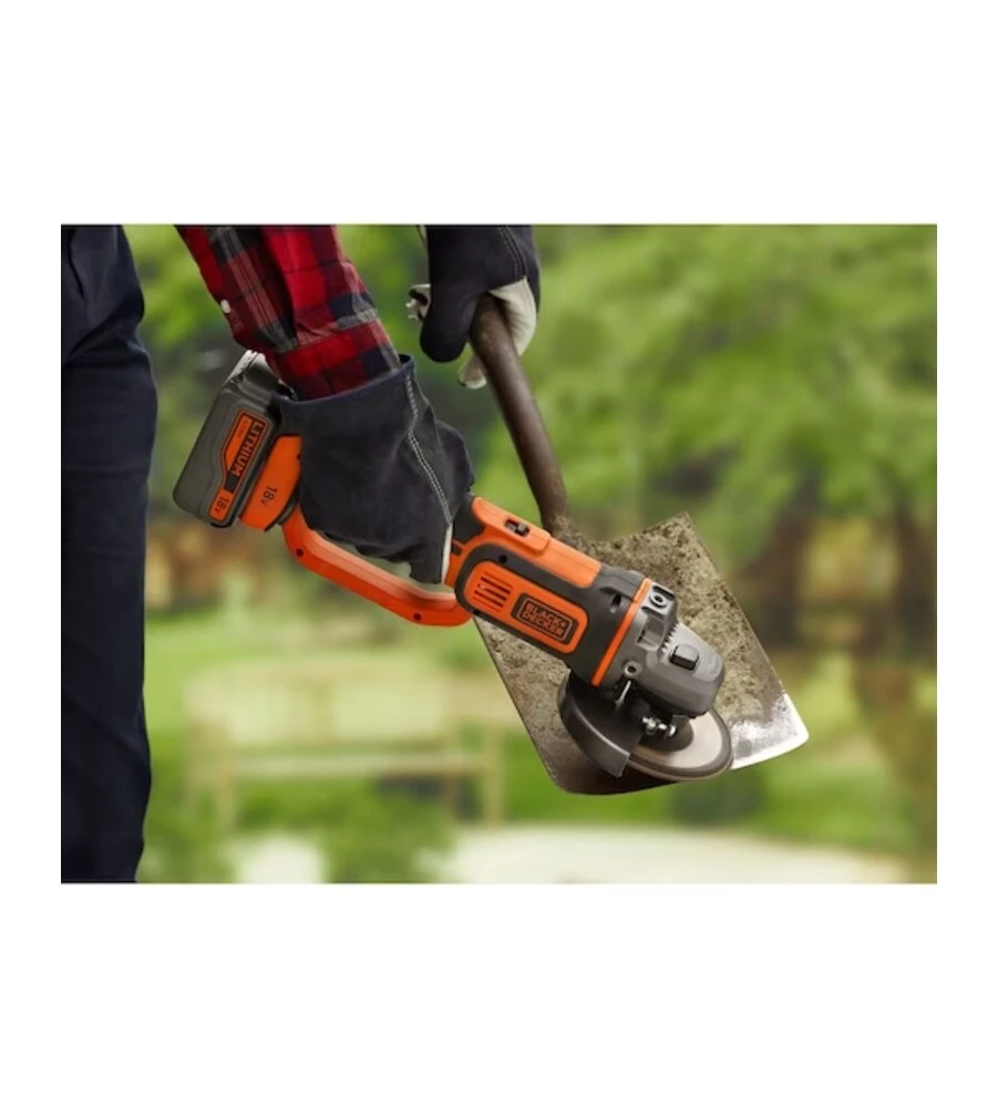 SMERIGLIATRICE ANGOLARE A BATTERIA BLACK+DECKER "BCG720M1-QW" DISCO 115/125 MM 18V 4AH + CARICABATTERIE RAPIDO 1 A + SOFT BAG