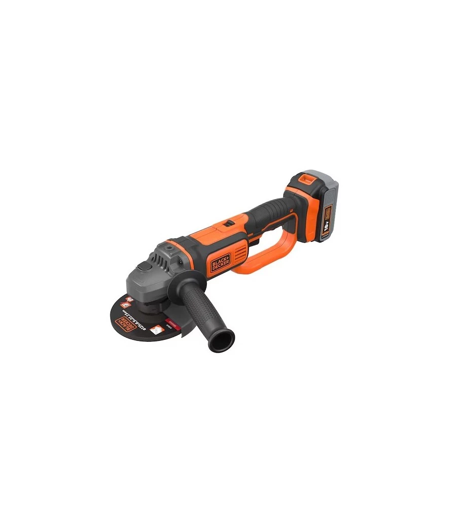 SMERIGLIATRICE ANGOLARE A BATTERIA BLACK+DECKER "BCG720M1-QW" DISCO 115/125 MM 18V 4AH + CARICABATTERIE RAPIDO 1 A + SOFT BAG