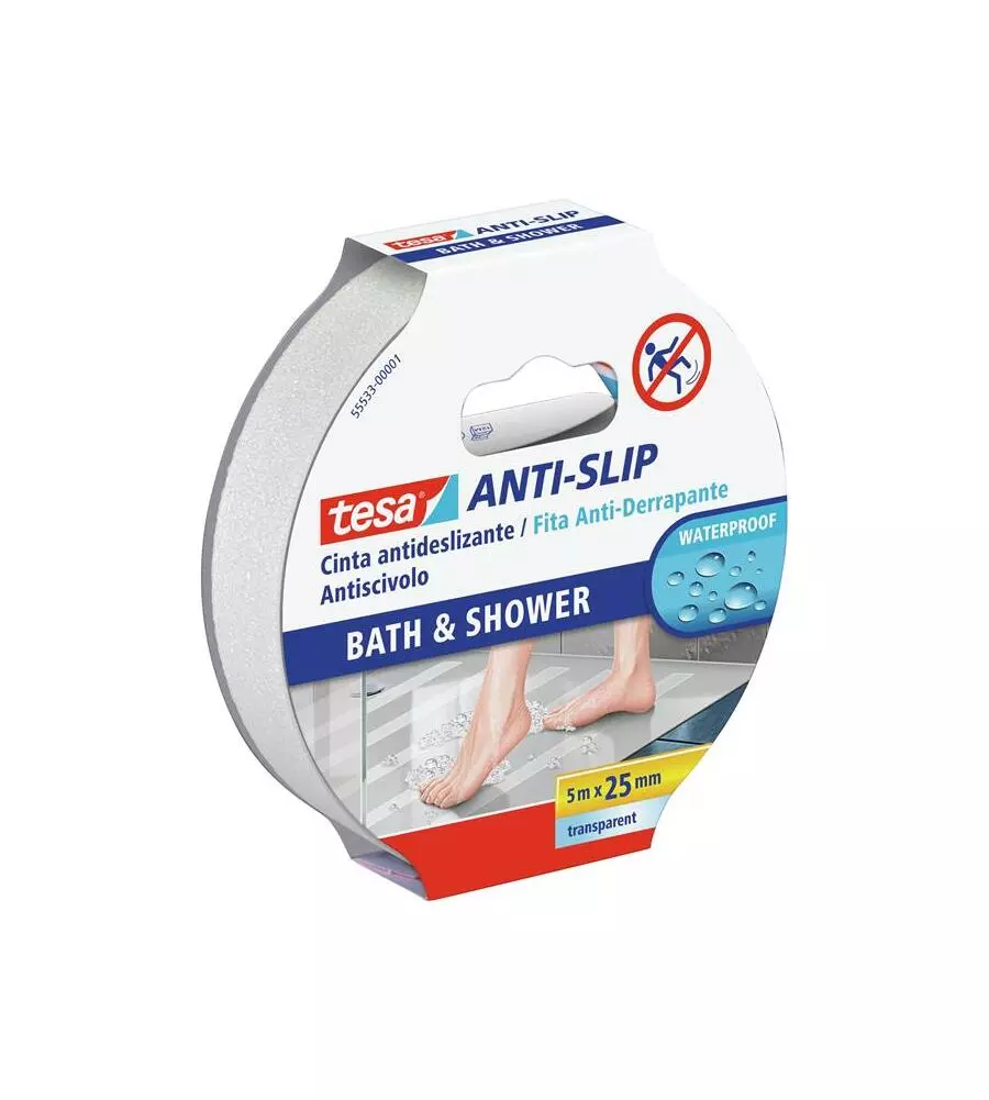 NASTRO ANTISCIVOLO ANTI-SLIP PER BAGNO E DOCCIA, 25 MM X 5 MT - TESA