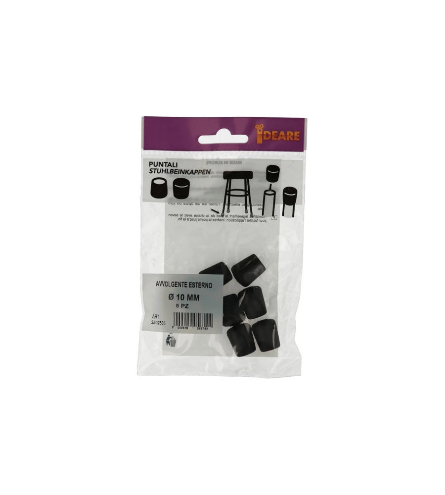 PUNTALI ESTERNI TONDI NERI Ø 10 MM. 8 PZ.