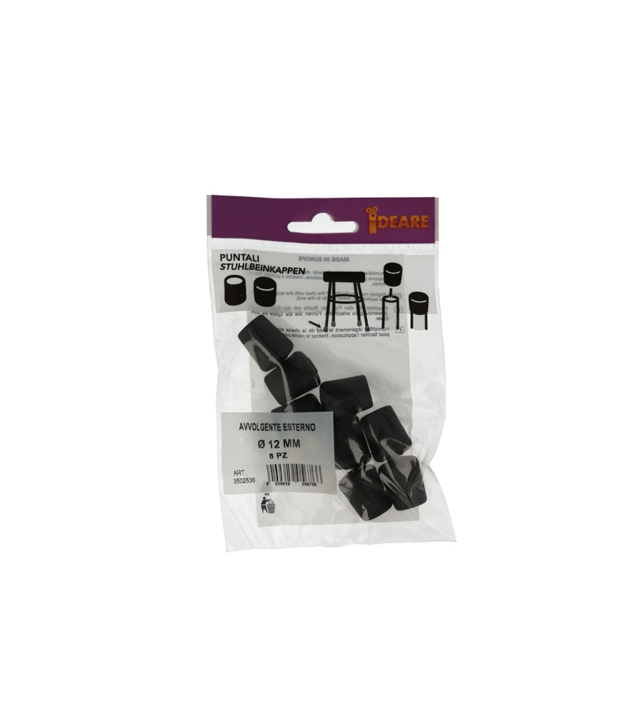 PUNTALI ESTERNI TONDI NERI Ø 12 MM. 8 PZ.