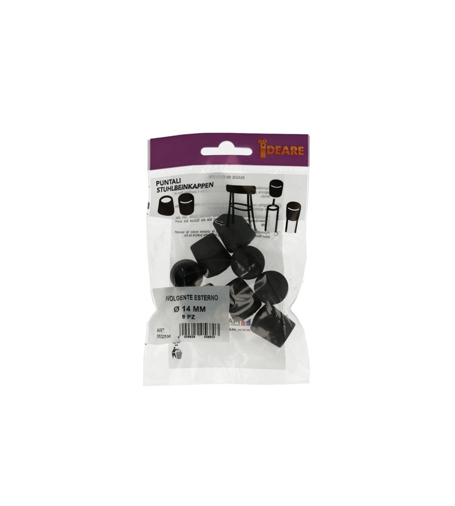 PUNTALI ESTERNI TONDI NERI Ø 14 MM. 8 PZ.