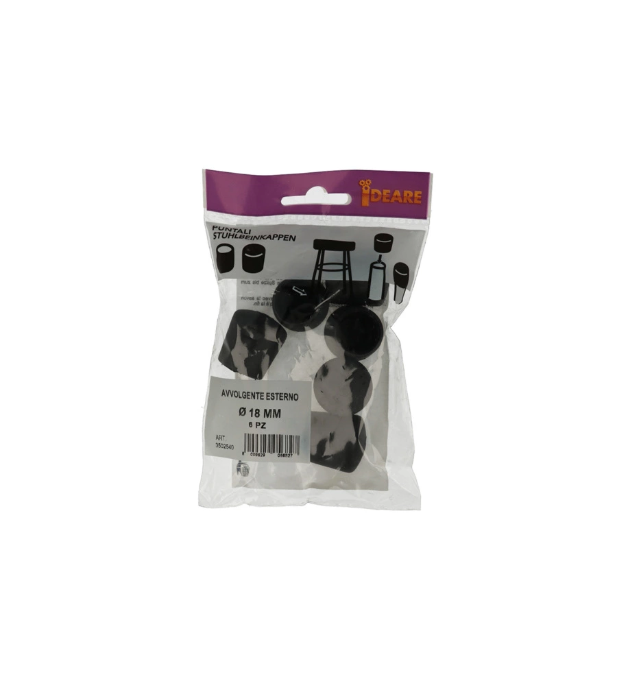 PUNTALI ESTERNI TONDI NERI Ø 18 MM. 6 PZ.