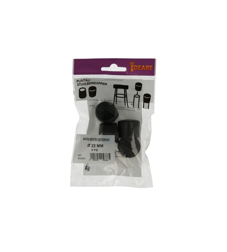 PUNTALI ESTERNI TONDI NERI Ø 22 MM. 4 PZ.