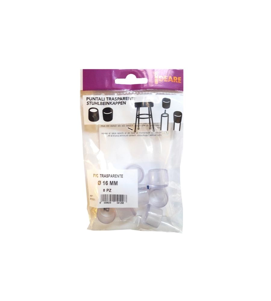 PUNTALI TONDI PVC TRASPARENTE Ø 16 MM. - 8 PZ.