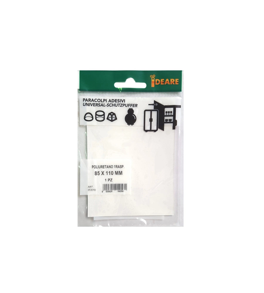POLIURETANO ADESIVO TRASPARENTE 85 X 110 MM. - SPESSORE 0,8 MM. - 1 PZ.