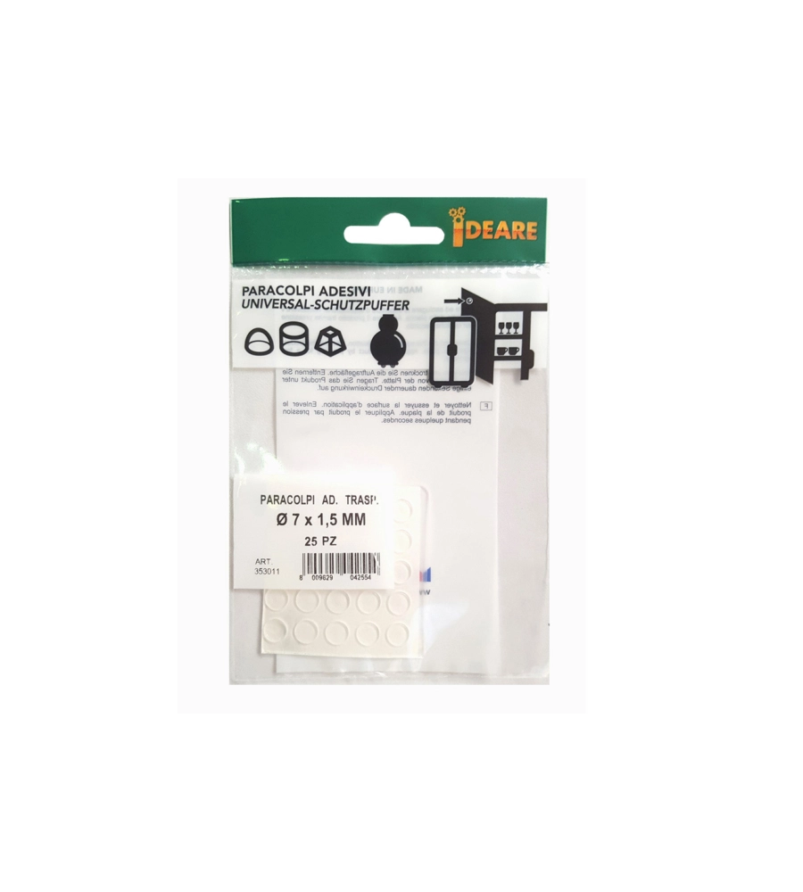 PARACOLPI ADESIVI TONDI TRASPARENTI Ø 7 MM. - SPESSORE 1,5 MM. - 25 PZ.