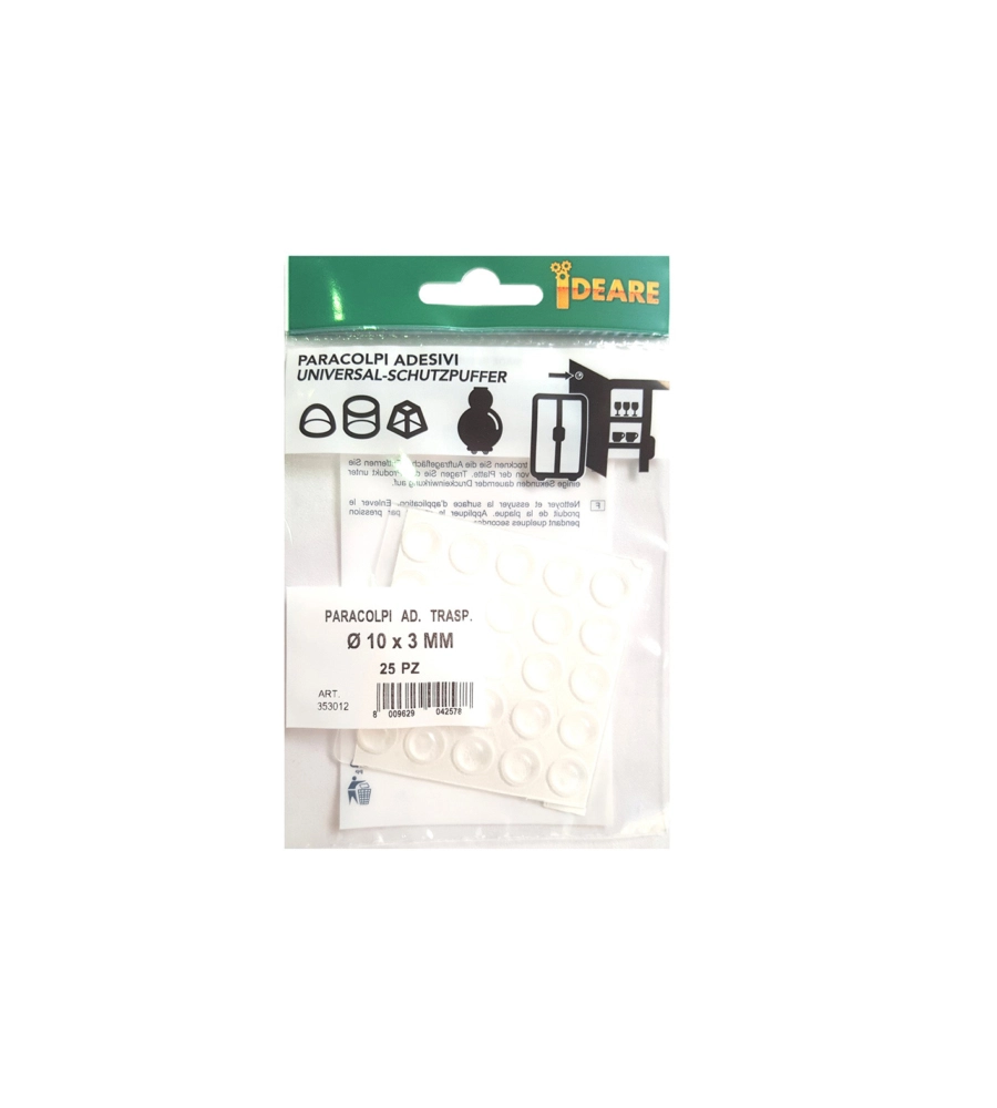 PARACOLPI ADESIVI TONDI TRASPARENTI Ø 10 MM. - SPESSORE 3,0 MM. - 25 PZ.