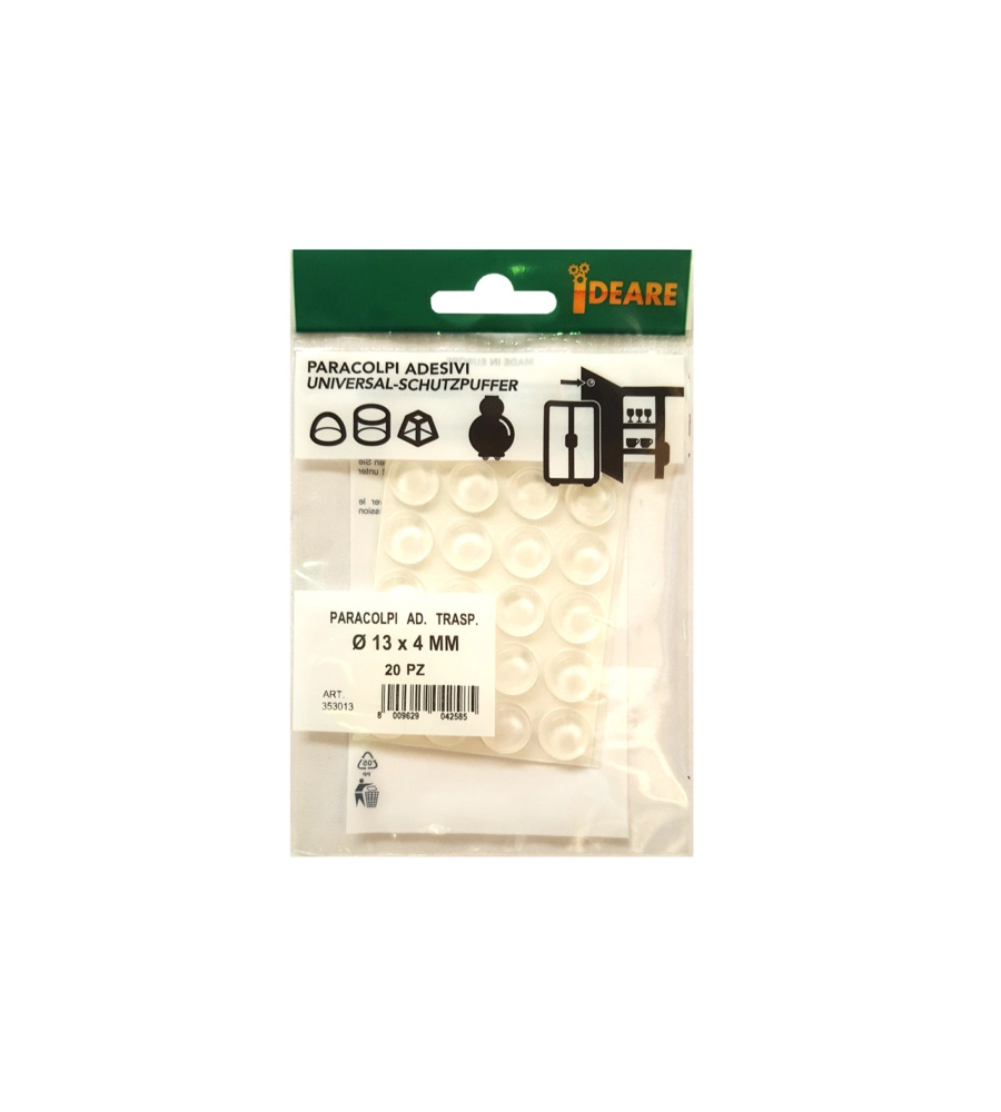 PARACOLPI ADESIVI TONDI TRASPARENTI Ø 13 MM. - SPESSORE 4,0 MM. - 20 PZ.