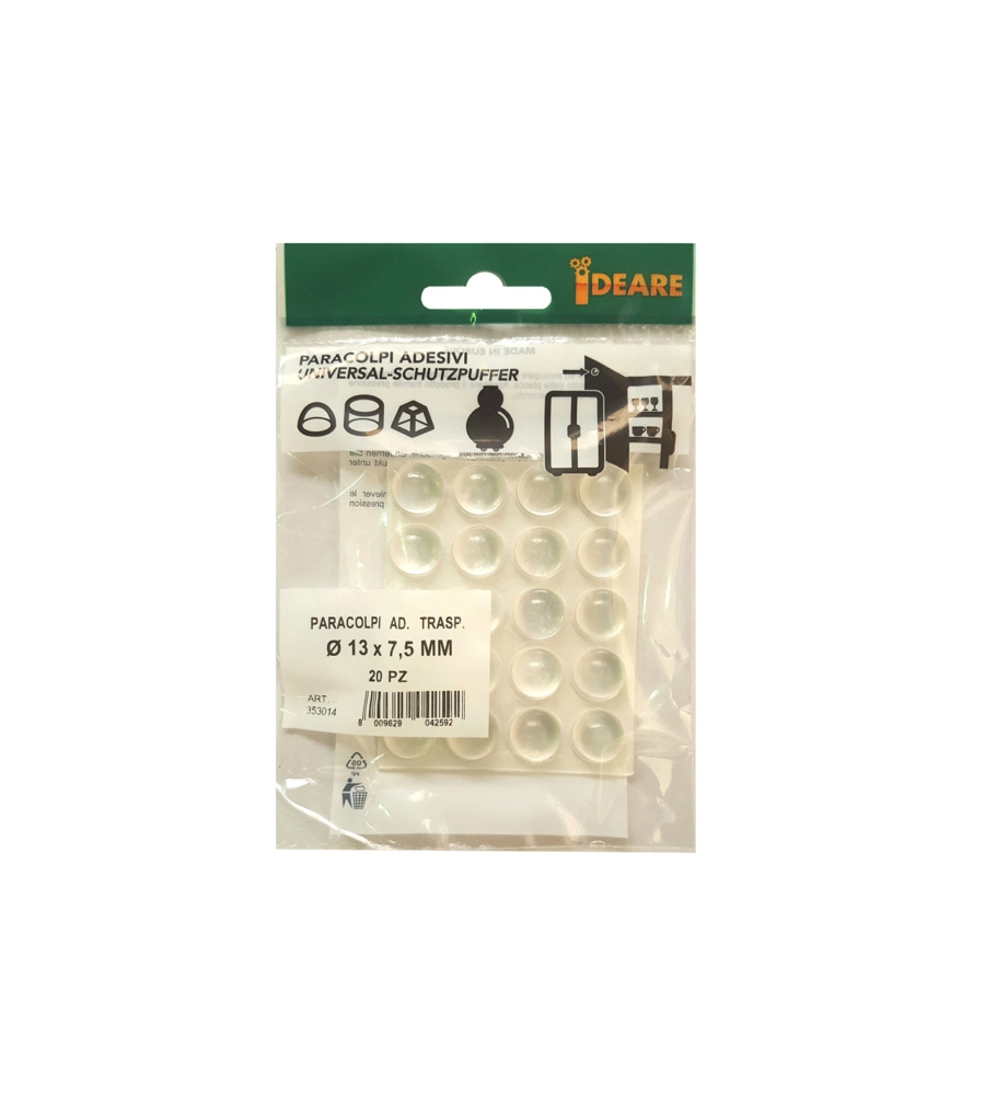 PARACOLPI ADESIVI TONDI TRASPARENTI Ø 13 MM. - SPESSORE 7,5 MM. - 20 PZ.