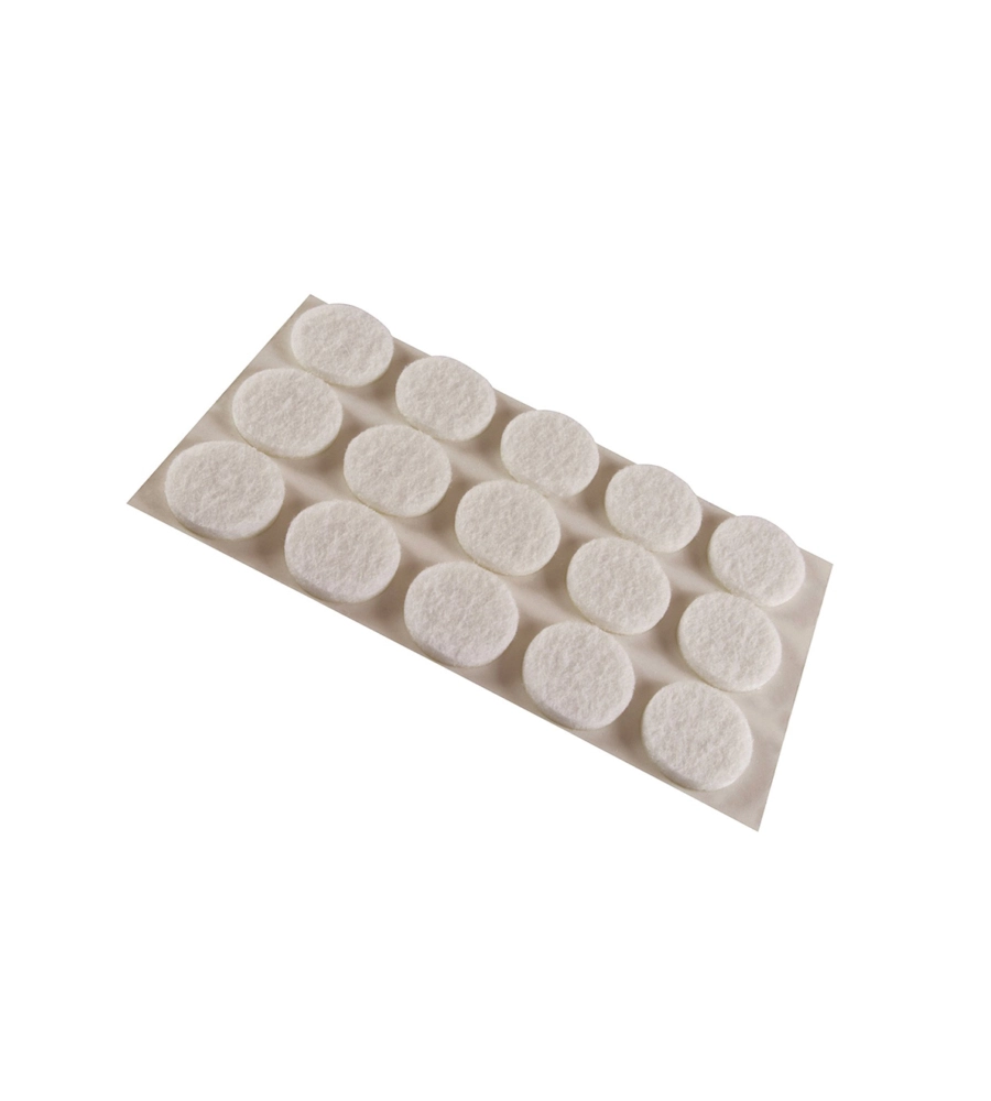 FELTRINI ADESIVI TONDI Ø 16 MM. - BIANCO - 15 PZ.
