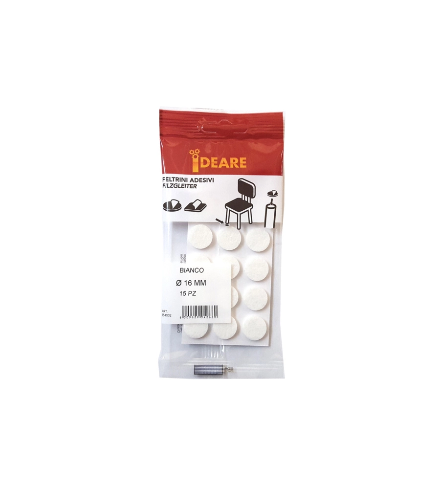 FELTRINI ADESIVI TONDI Ø 16 MM. - BIANCO - 15 PZ.