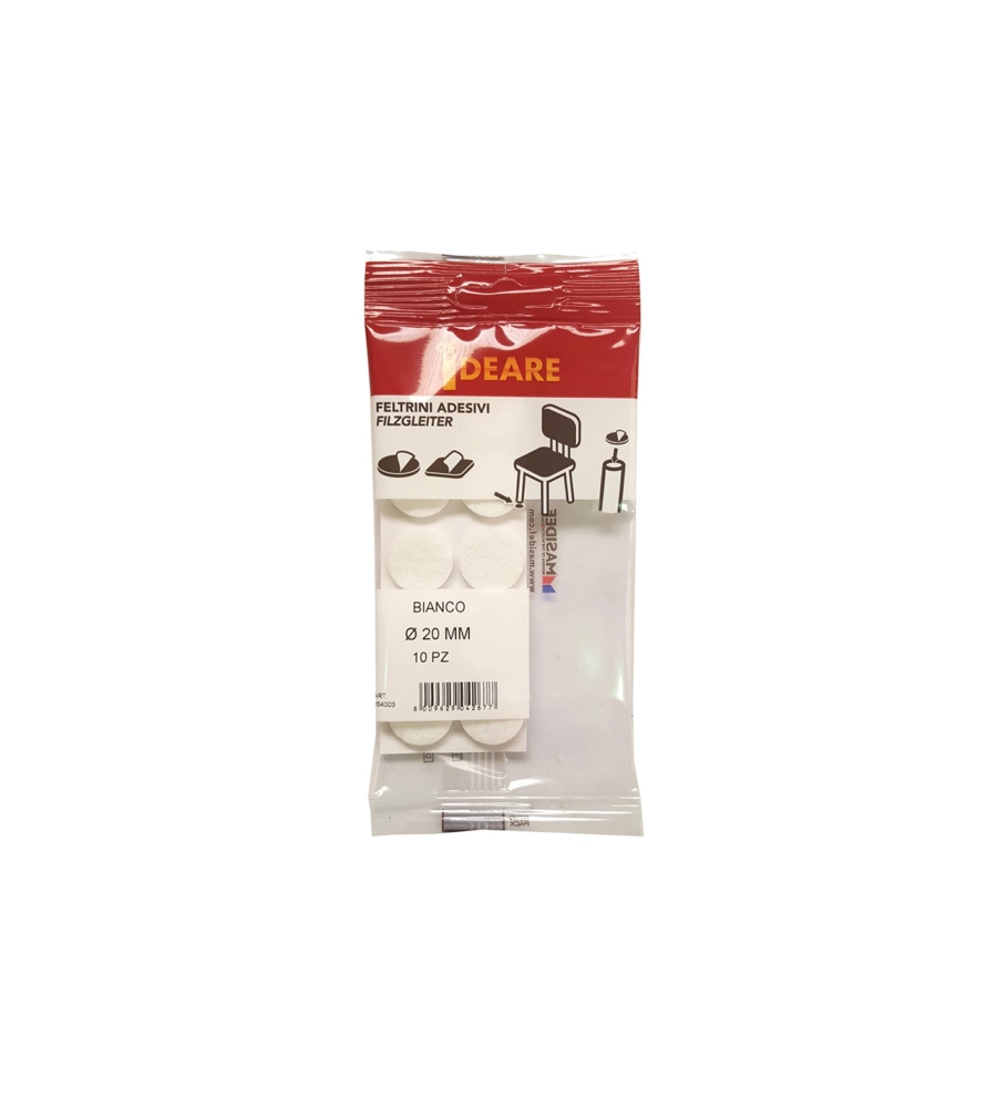 FELTRINI ADESIVI TONDI Ø 20 MM. - BIANCO - 10 PZ.