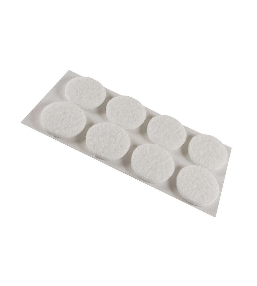 FELTRINI ADESIVI TONDI Ø 24 MM. - BIANCO - 8 PZ.