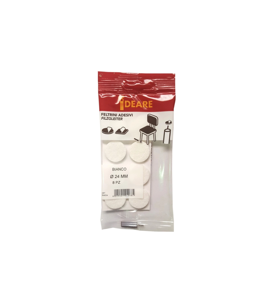 FELTRINI ADESIVI TONDI Ø 24 MM. - BIANCO - 8 PZ.